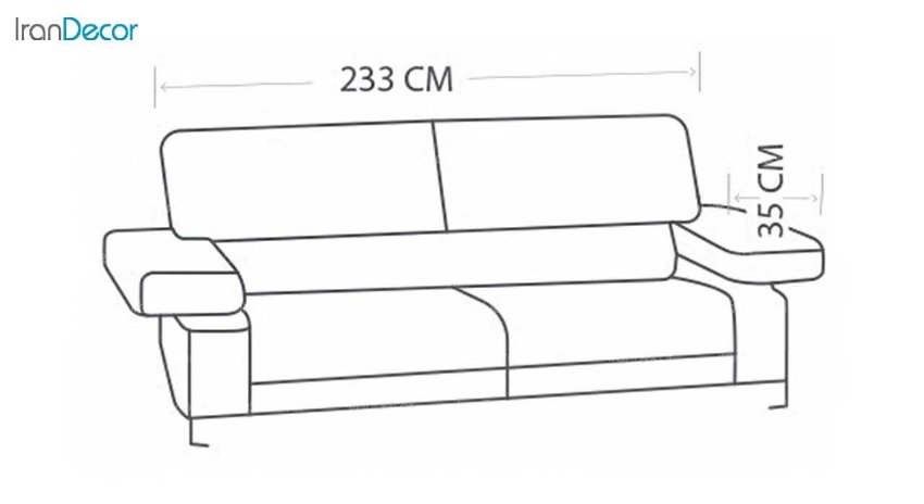 ابعاد کاناپه راحتی سه نفره مدرن مدل 660 از ولنسی