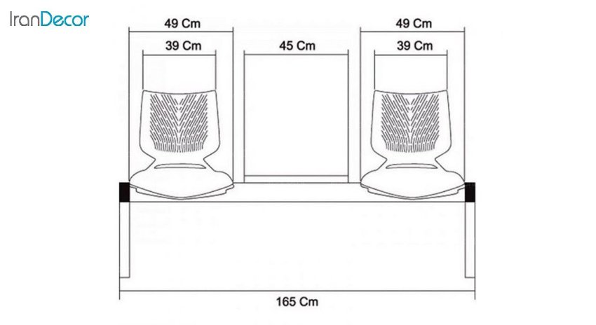 صندلی انتظار دونفره میز دار وینر II مدل P223T از صنایع نظری