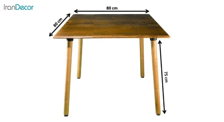 تصویر میز مربع پایه استوانه ای چوبی بنیزان مدل TM505