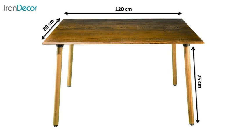 تصویر میز مستطیل پایه استوانه ای چوبی بنیزان مدل TR505